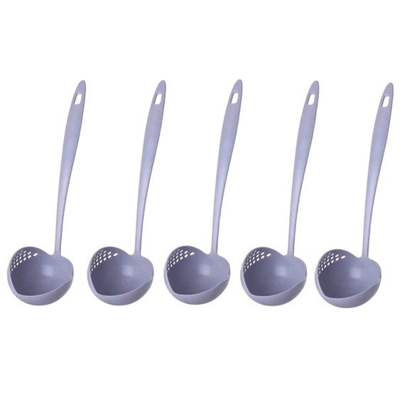 Ladle Plastic Purple 5 PC Skimmer Spoon Filter Strainer Soup Spoon Long Handle - Picture 1 of 5
